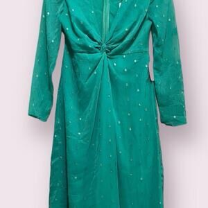 NSR Green & Gold Polka Dot Midi Dress